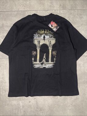 Embroidered Archway Graphic Short Sleeve Shirt — Black
